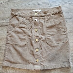 Tory Burch Taupe Corduroy Button-Front Mini Skirt Size 4